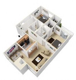 The Forest at Duck Creek 2 bedroom 2 bathroom floor plan